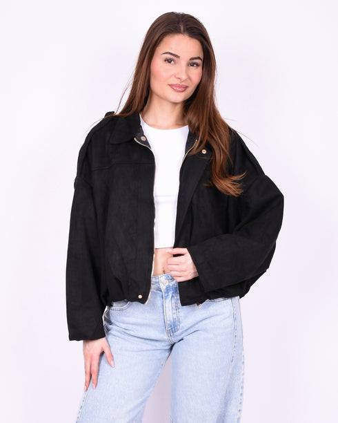 Suède bomber jacket Black