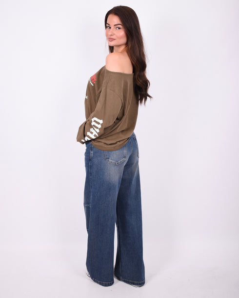 Off shoulder Longsleeve khaki
