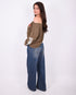 Off shoulder Longsleeve khaki