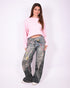 chain wide leg stretch jeans
