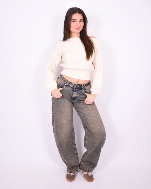 vintage barrel stretch jeans