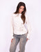 Flared sleeve bow top crème