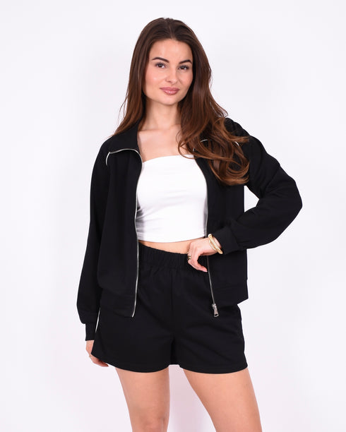 Lined summer tracksuit black