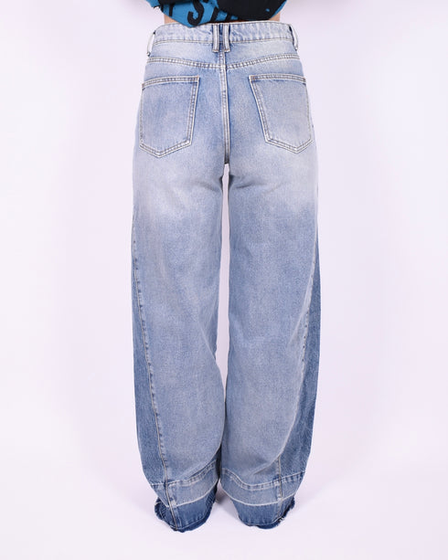Patch tall wide leg jeans blue