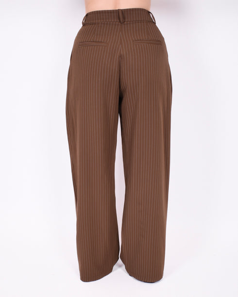 pinstripe pleated pantalon brown