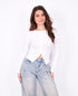 Elena Button top white