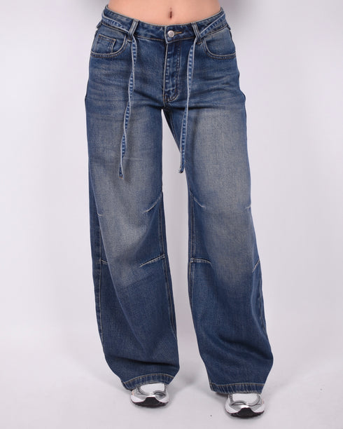 Dark vintage Baggy Wide leg stretch jeans