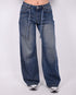 Dark vintage Baggy Wide leg stretch jeans