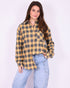 checkered rhinestone blouse yellow