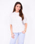 fluffy short sleeve sweater light grey