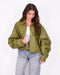 leather bomber jacket green