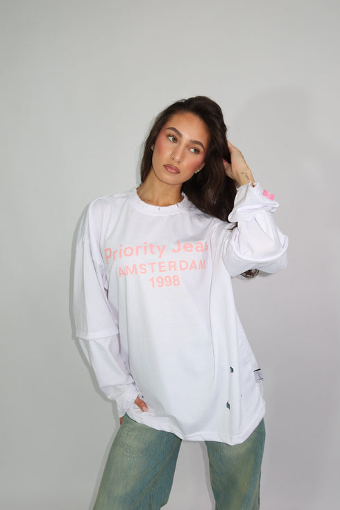 Priority Destroyed Amsterdam longsleeve white