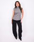 mae checkered top grey