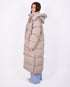 maxi puffer coat taupe