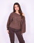 fluffy off shoulder sweater brown