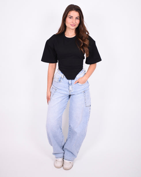 Barrel cargo stretch jeans light blue