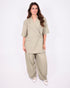 Pleated button pantalon green