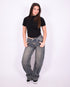 dark vintage barrel stretch jeans