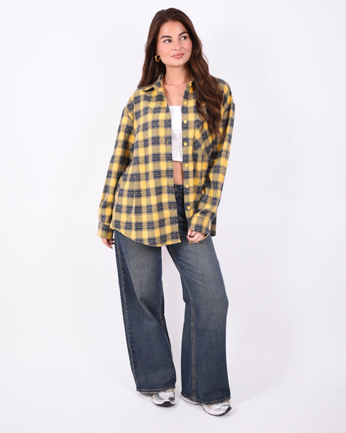 Checkered rhinestone blouse yellow