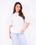 fluffy short sleeve sweater light grey