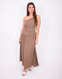 One shoulder linnen maxi dress taupe