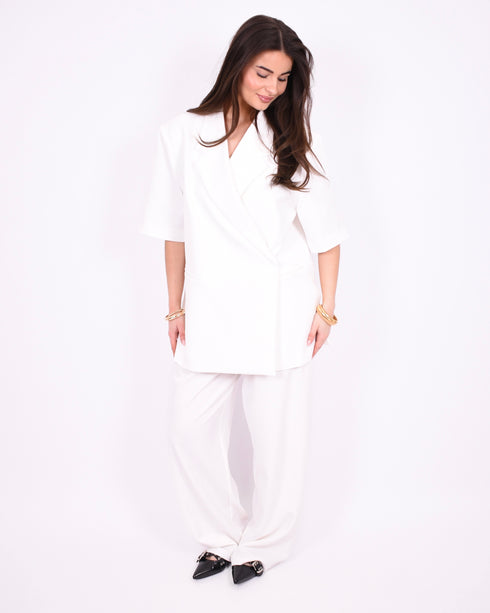 Bibi short sleeve blazer white