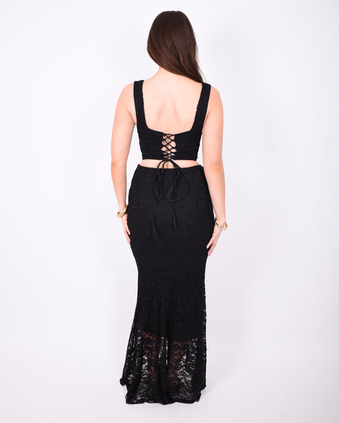 Lace corset two piece black