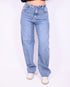 Folded balloon stretch jeans blue
