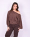 fluffy off shoulder sweater brown