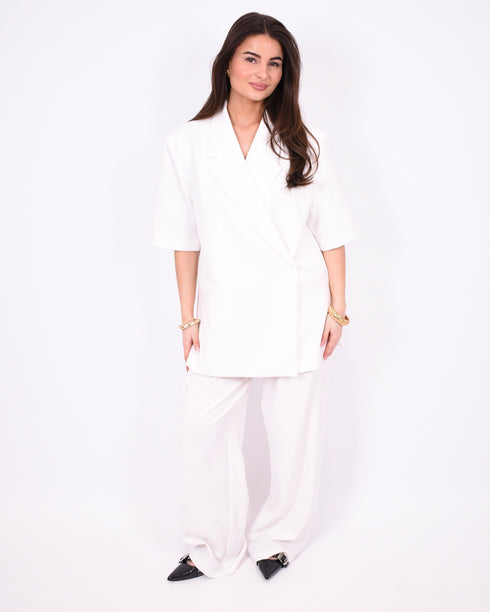 Bibi short sleeve blazer white