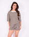 Striped crochet set brown