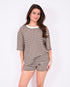 Striped crochet set brown