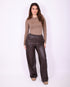 Leather wide leg pants Brown