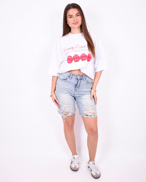 ripped stretch jort vintage blue 3.0