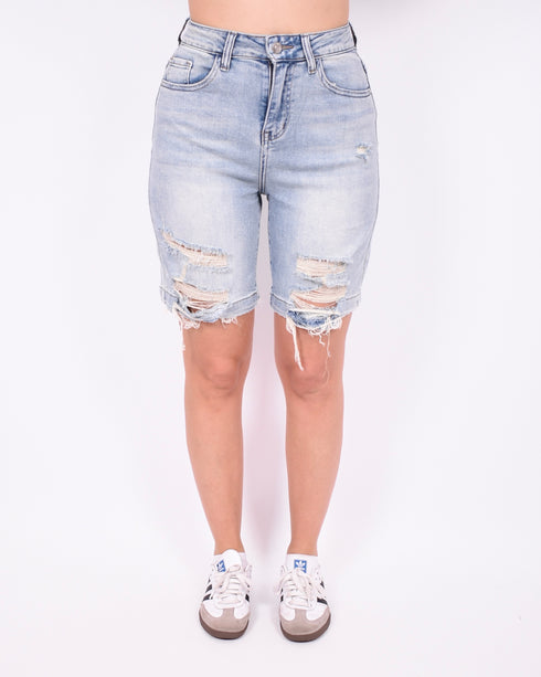 ripped stretch jort vintage blue 3.0