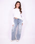 Ripped wide leg stretch jeans
