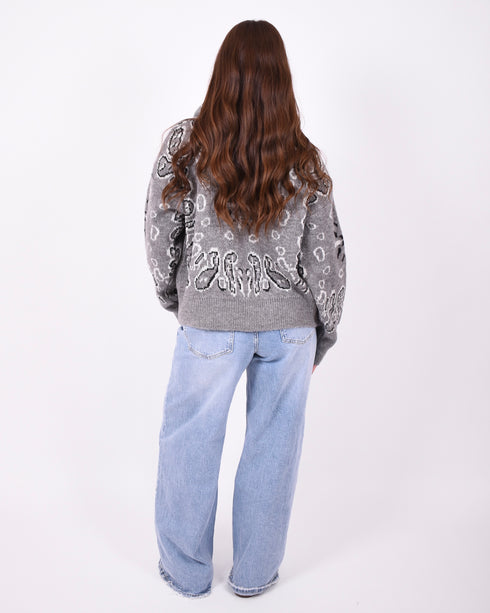 Paisley knit vest light grey