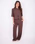Linnen split blazer set brown