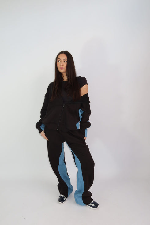 Priority denim tracksuit black