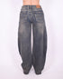 dark vintage barrel stretch jeans