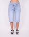 studs cross waist stretch jort