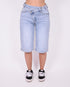 studs cross waist stretch jort