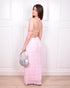 open back halter dress pink