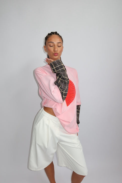 priority x Tokyo checked longsleeve pink