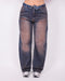pink washed balloon stretch jeans