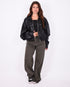 leather bomber jacket black