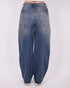 Foldover ripped barrel jeans medium blue