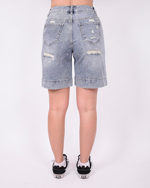 strass stretch jort medium blue