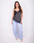 Satin polkadot top black