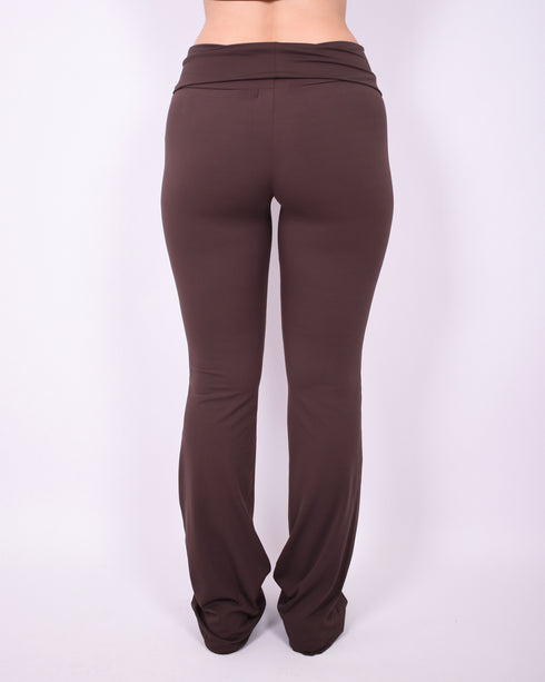 fold over flared pants brown